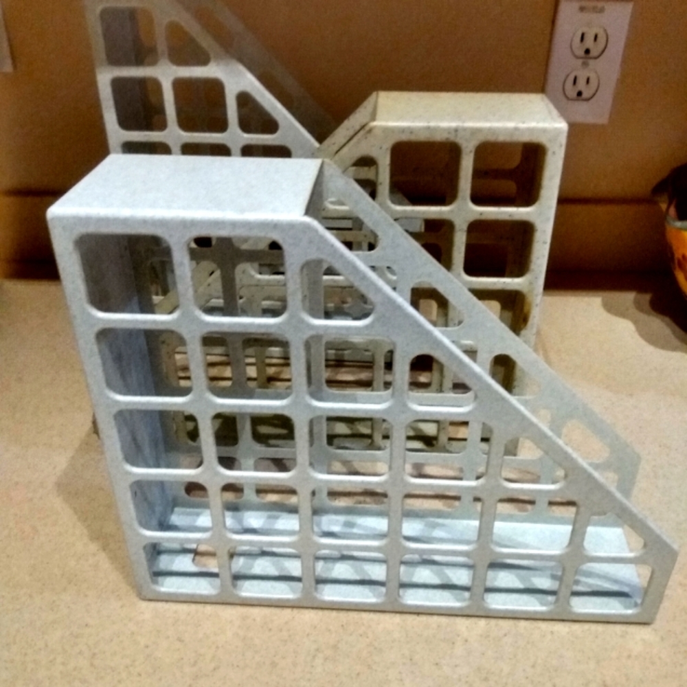 3 Vintage Plastic Magazine Holder Organizers